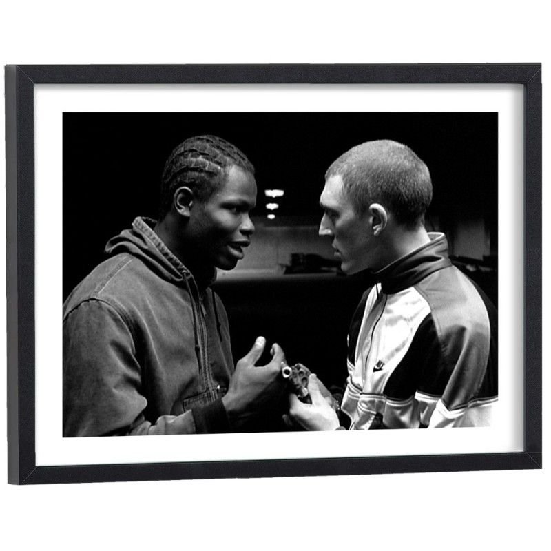 Affiche La Haine noir et blanc - poster cinéma encadré cadre bois noir 40x30 cm