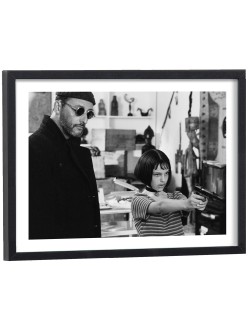 Affiche Léon Mathilda Jean Reno Natalie Portman - poster cinéma noir et blanc cadre bois