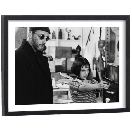 Affiche Léon Mathilda Jean Reno Natalie Portman - poster cinéma noir et blanc cadre bois