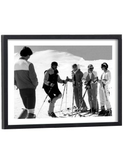 Affiche Les Bronzés font du ski noir et blanc - reproduction cinéma encadrée cadre bois