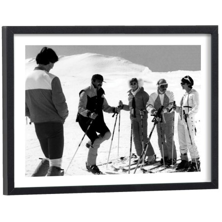 Affiche Les Bronzés font du ski noir et blanc - reproduction cinéma encadrée cadre bois