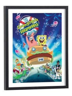 Affiche Bob l'éponge et Patrick dans l'océan - poster cinéma encadré cadre bois noir