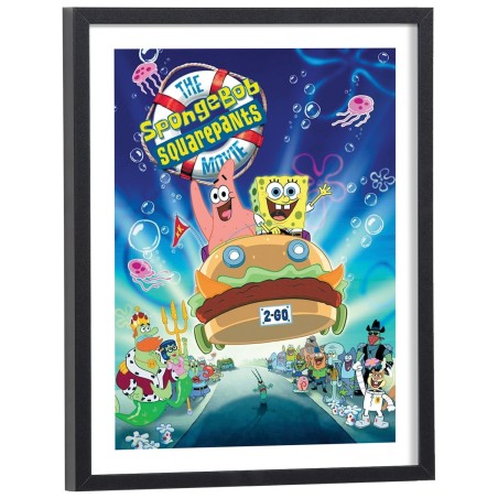 Affiche Bob l'éponge et Patrick dans l'océan - poster cinéma encadré cadre bois noir
