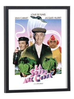 Affiche cinéma La Soupe aux Choux avec Louis de Funès - poster encadré 30x40 cm cadre bois noir