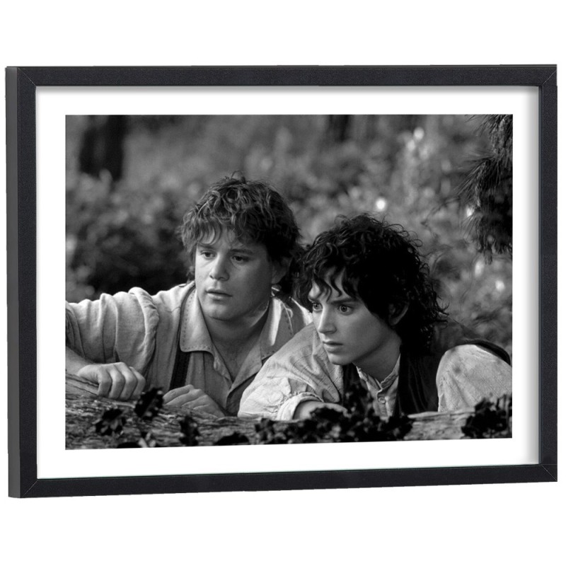 Affiche Le Seigneur des Anneaux Sam et Frodon noir et blanc - poster cinéma encadré 40x30 cm