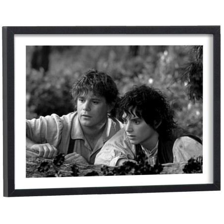 Affiche Le Seigneur des Anneaux Sam et Frodon noir et blanc - poster cinéma encadré 40x30 cm