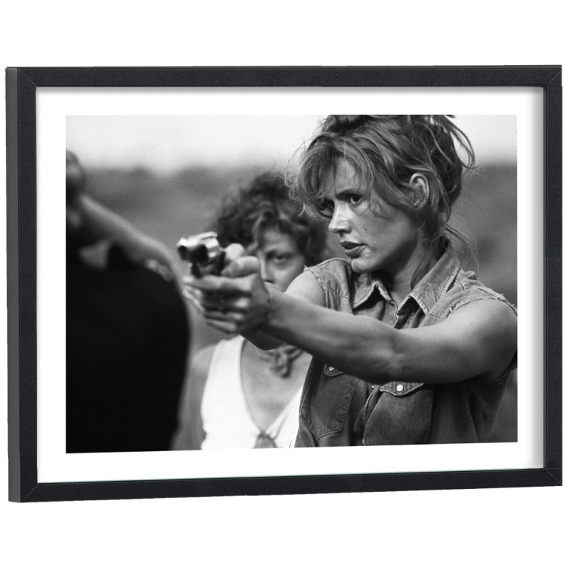 Thelma et Louise affiche cinéma noir et blanc - poster encadré bois noir 40x30cm