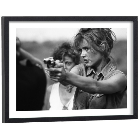 Thelma et Louise affiche cinéma noir et blanc - poster encadré bois noir 40x30cm