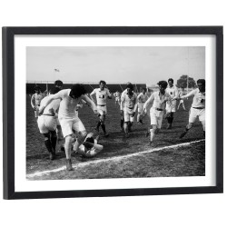 Match de rugby France-Roumanie 1919 - affiche sport vintage encadrée cadre bois noir