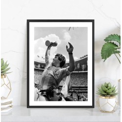 Affiche Maradona Coupe du Monde 1986 - Poster football noir et blanc