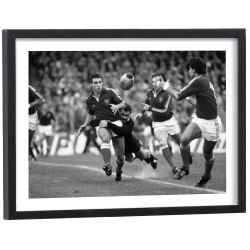 Match de rugby France All Blacks 1986 - affiche sport noir et blanc encadrée cadre bois