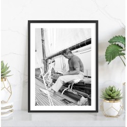 Affiche Eric Tabarly noir et blanc - Poster sport