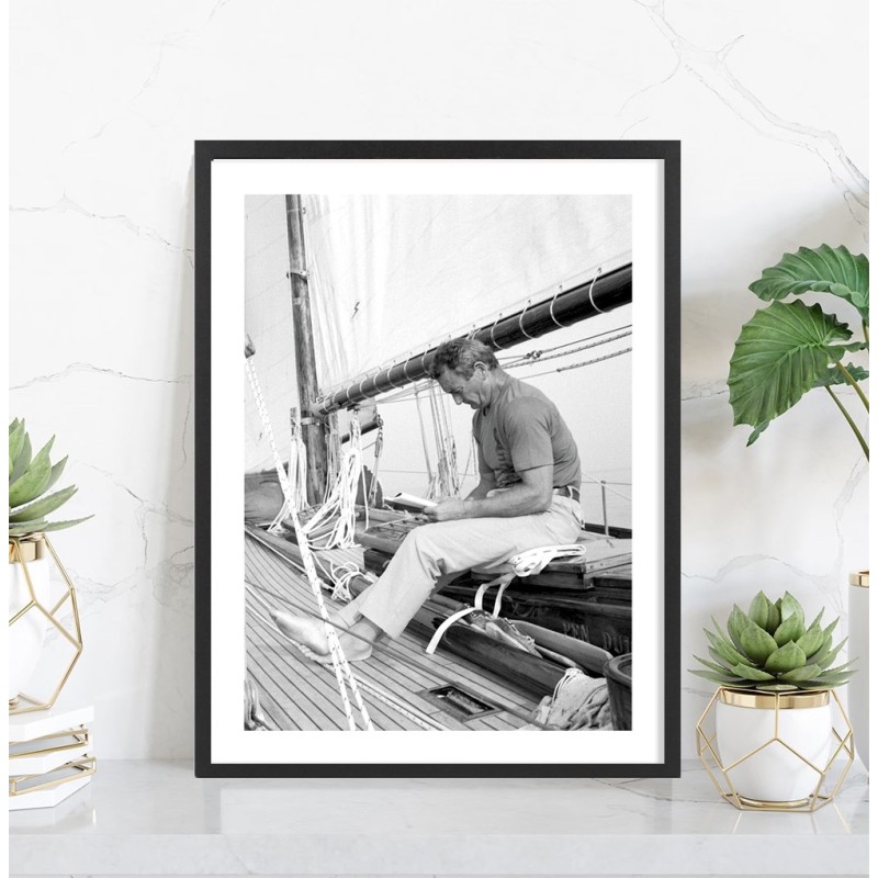 Affiche Eric Tabarly noir et blanc - Poster sport