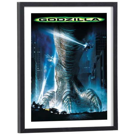 Affiche du film Godzilla montrant le monstre géant dans une ville - poster cinéma encadré