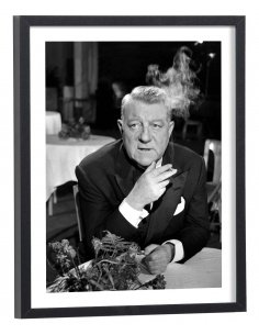Affiche de Jean Gabin fumant une cigarette (noir et blanc)