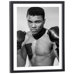 Affiche de Mohamed Ali en noir et blanc