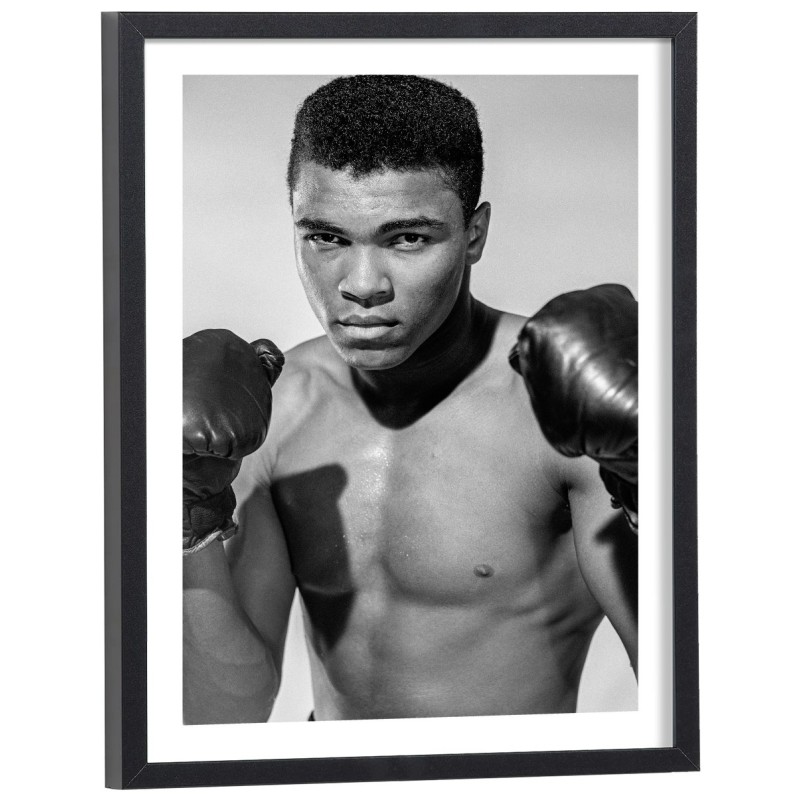Affiche de Mohamed Ali en noir et blanc