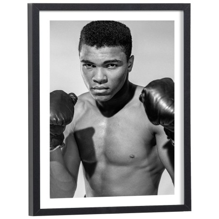 Affiche de Mohamed Ali en noir et blanc