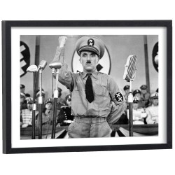 Affiche film Le dictateur, Charlie Chaplin noir et blanc