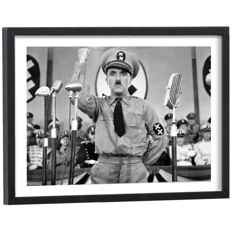 Affiche film Le dictateur, Charlie Chaplin noir et blanc