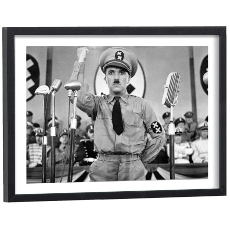 Affiche film Le dictateur, Charlie Chaplin noir et blanc