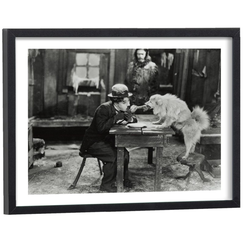 Affiche noir et blanc Film La Ruée vers l'or avec Charlie Chaplin