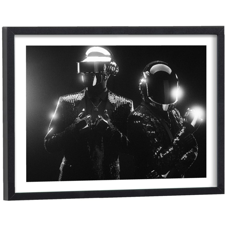 Affiche déco Daft Punk noir et blanc - Poster vintage musique electro