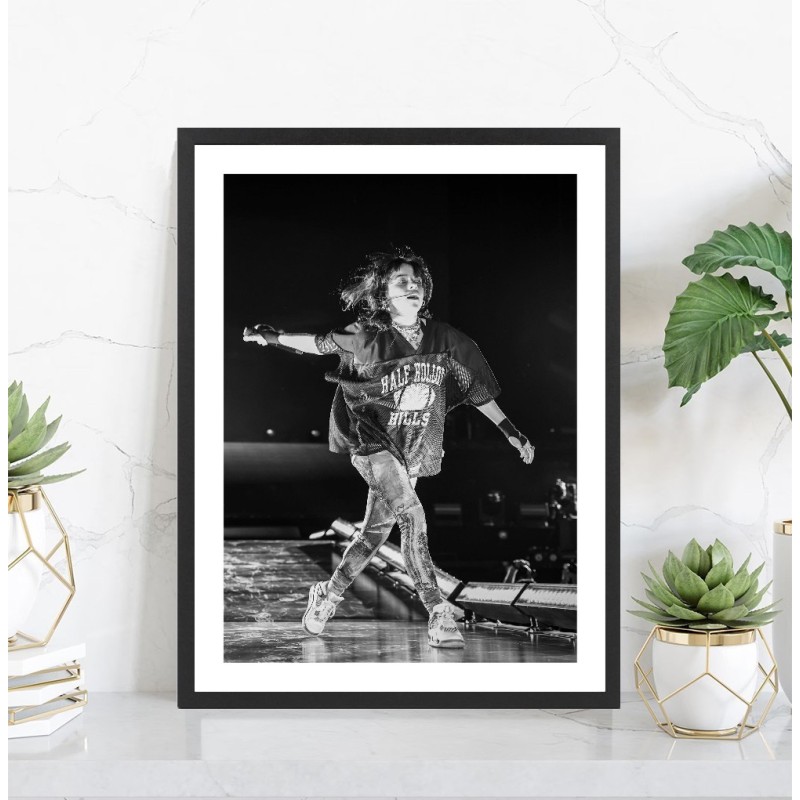 Affiche Billie Eilish - Poster musique noir et blanc
