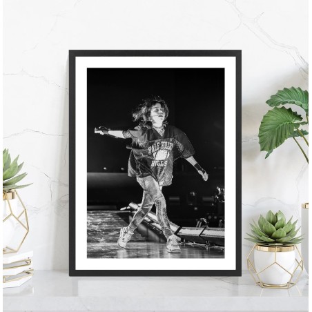 Affiche Billie Eilish - Poster musique noir et blanc
