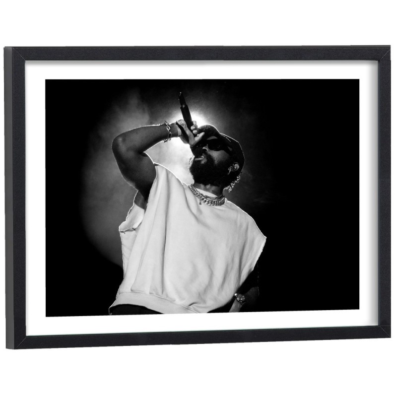 Affiche Damso - Poster rappeur noir et blanc