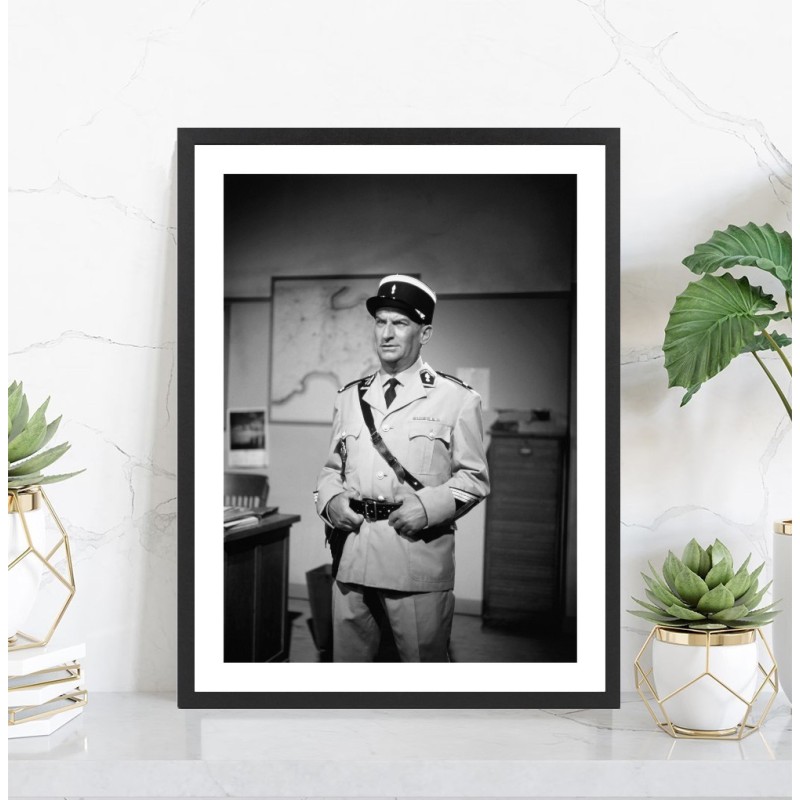 Affiche Le Gendarme de Saint-Tropez - Cinéma noir et blanc