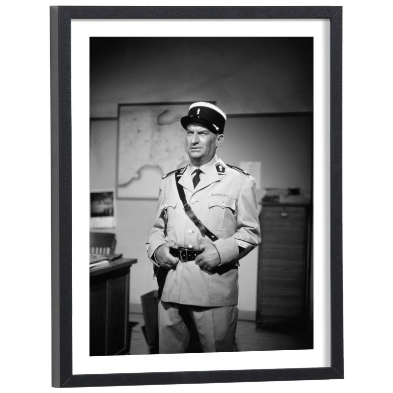 Affiche film Le Gendarme de Saint-Tropez noir et blanc