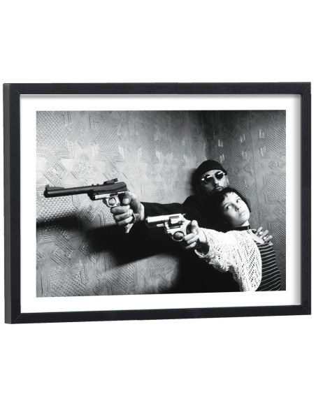 Affiche film Léon noir et blanc - scène cinéma français Affiche film Léon noir et blanc - scène cinéma français
