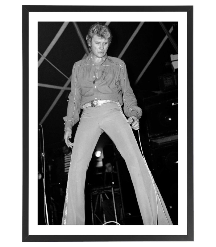 Tableau Johnny Hallyday noir et blanc