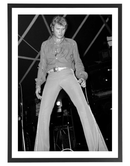 Tableau Johnny Hallyday noir et blanc