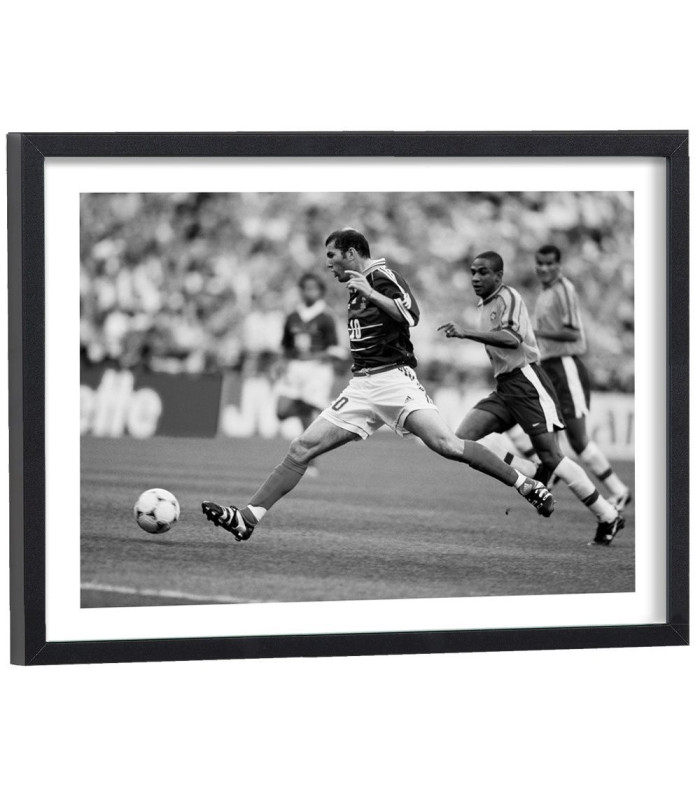 Affiche Zinedine Zidane 1998 noir et blanc - football