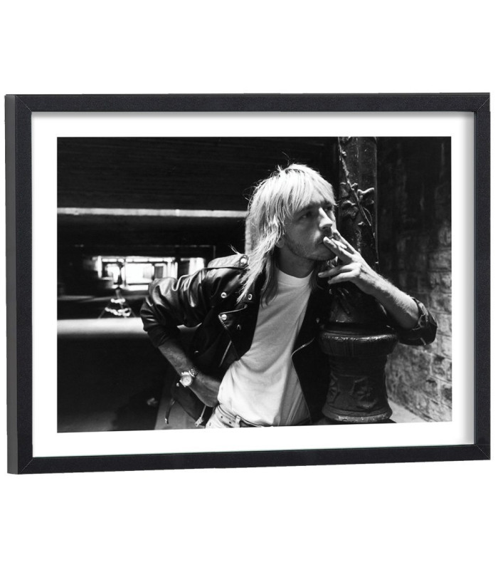 Tableau chanteur Renaud en noir et blanc