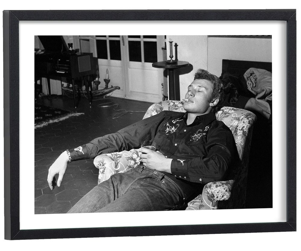 Tableau Johnny Hallyday cigarette - Affiche poster