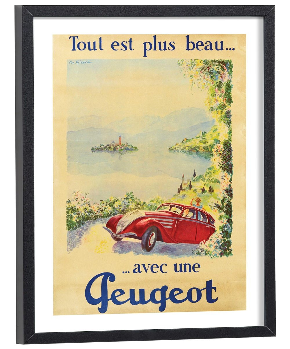 Affiche Originale Voiturette Peugeot – Environ 1908 – Club Français
